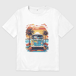 Мужская футболка оверсайз Фольксваген на восходе солнца ретро