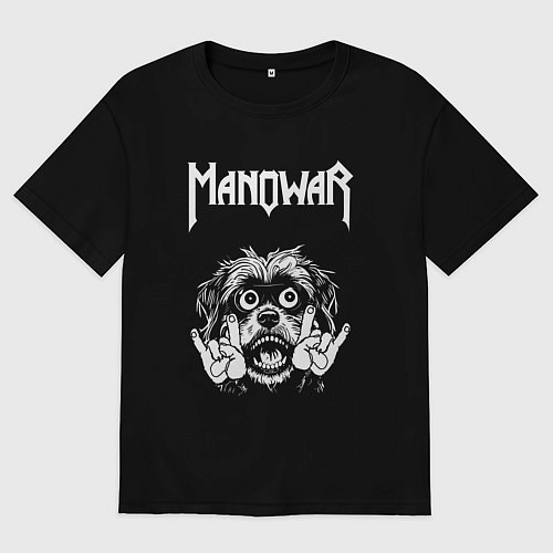 Мужская футболка оверсайз Manowar rock dog / Черный – фото 1