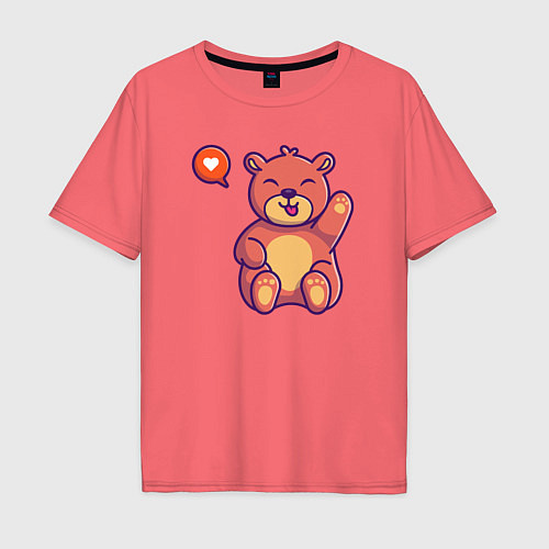 Мужская футболка оверсайз Lovely bear / Коралловый – фото 1