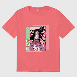 Мужская футболка оверсайз Клинок рассекающий демонов Незуко Демон