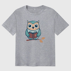 Мужская футболка оверсайз Сова с книжкой