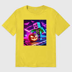 Мужская футболка оверсайз Хэллоуин и Майнкрафт - коллаба