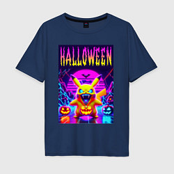 Мужская футболка оверсайз Pikachu - halloween vaporwave