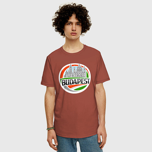 Мужская футболка оверсайз Будапешт Венгрия / Кирпичный – фото 3