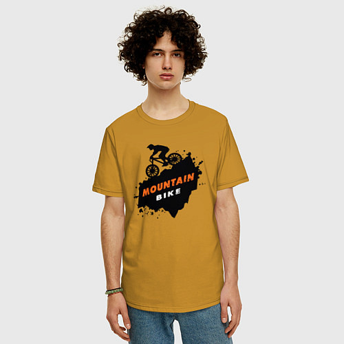 Мужская футболка оверсайз Горный велик / Горчичный – фото 3