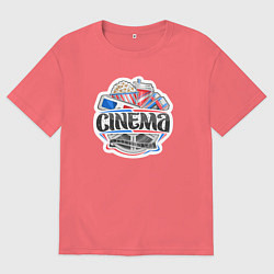 Футболка оверсайз мужская В кинотеатре, цвет: коралловый