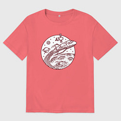 Футболка оверсайз мужская Космический шаттл, цвет: коралловый
