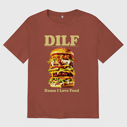 Мужская футболка оверсайз DILF damn I love foods
