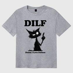 Футболка оверсайз мужская DILF damn I love felines, цвет: меланж