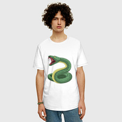 Футболка оверсайз мужская Зеленая змея - символ 2025, цвет: белый — фото 2