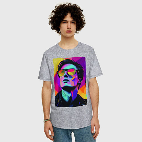 Мужская футболка оверсайз Портрет Дурова pop art / Меланж – фото 3