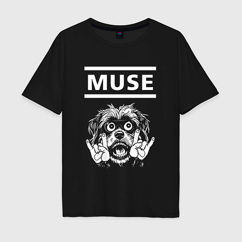 Мужская футболка оверсайз Muse rock dog / Черный – фото 1