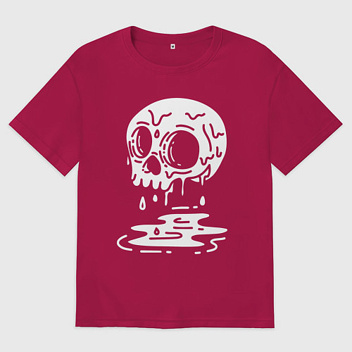Мужская футболка оверсайз Череп плачет / Маджента – фото 1