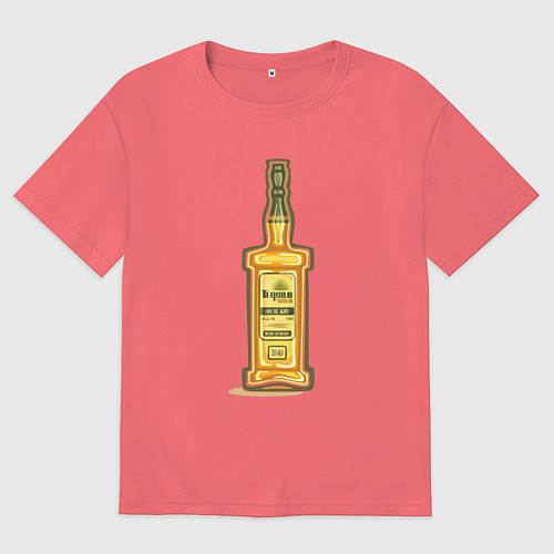 Мужская футболка оверсайз Бутылочка текилы / Коралловый – фото 1