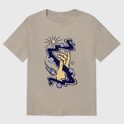 Футболка оверсайз мужская Прикосновение к космосу, цвет: миндальный