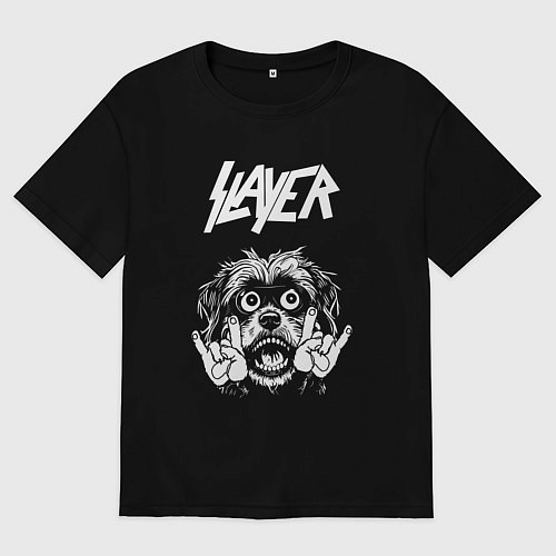 Мужская футболка оверсайз Slayer rock dog / Черный – фото 1