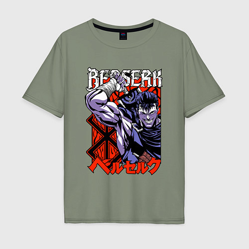 Мужская футболка оверсайз Берсерк Berserk руны / Авокадо – фото 1