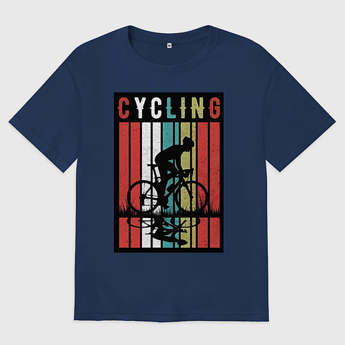 Мужская футболка оверсайз Велосипедный спорт / Тёмно-синий – фото 1