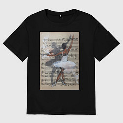 Мужская футболка оверсайз Балет ноты