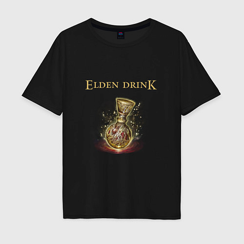 Мужская футболка оверсайз Elden drink meme / Черный – фото 1