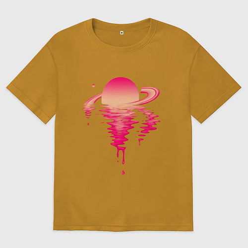 Мужская футболка оверсайз Вечер на Сатурне / Горчичный – фото 1