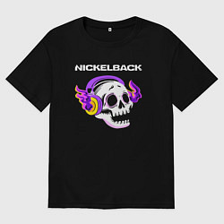 Мужская футболка оверсайз Nickelback - неоновый череп