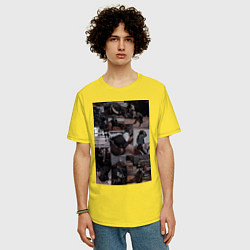 Футболка оверсайз мужская Конный спорт коллаж, цвет: желтый — фото 2