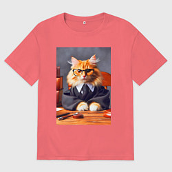 Мужская футболка оверсайз Рыжий кот адвокат - нейроарт