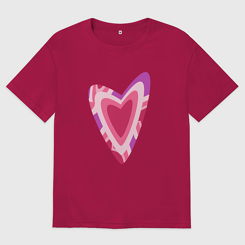 Мужская футболка оверсайз Стилизованное сердце без фона / Маджента – фото 1