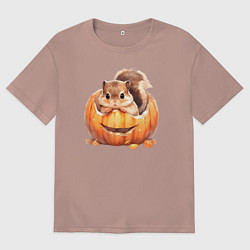 Мужская футболка оверсайз Белка в тыкве