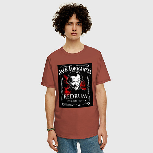 Мужская футболка оверсайз Jack Torrance / Кирпичный – фото 3