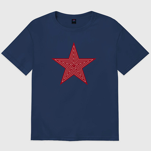 Мужская футболка оверсайз USSR red star / Тёмно-синий – фото 1