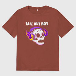 Мужская футболка оверсайз Fall Out Boy - неоновый череп