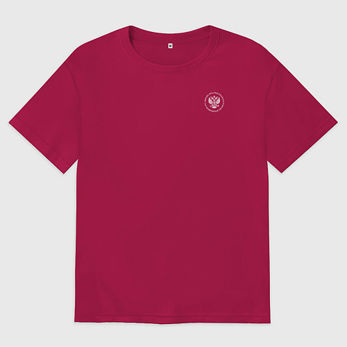 Мужская футболка оверсайз Сокрушу пред ним врагов его герб белый на узорном / Маджента – фото 1