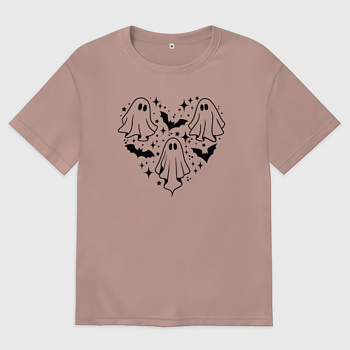 Мужская футболка оверсайз Сердце из призраков / Пыльно-розовый – фото 1