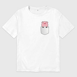 Мужская футболка оверсайз Розовый поросенок в кармане