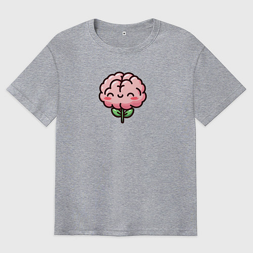 Мужская футболка оверсайз Мозг-цветок / Меланж – фото 1