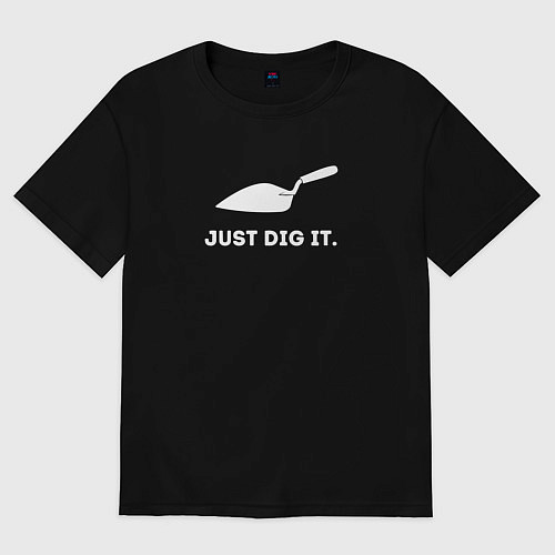 Мужская футболка оверсайз Just dig it / Черный – фото 1