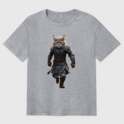 Футболка оверсайз мужская Кот-викинг, цвет: меланж