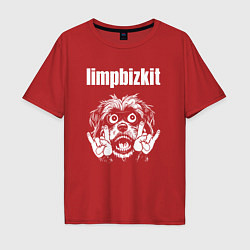 Футболка оверсайз мужская Limp Bizkit rock dog, цвет: красный