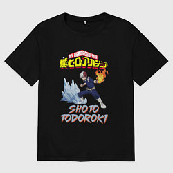 Футболка оверсайз мужская Моя геройская академия Шото герой, цвет: черный