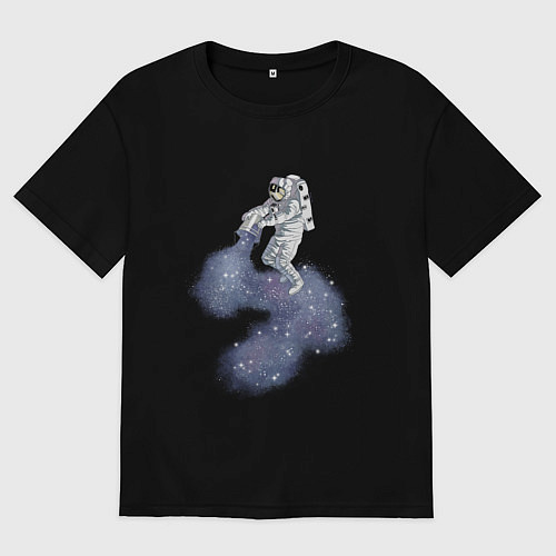 Мужская футболка оверсайз Космонавт астронавт украшает футболку космосом / Черный – фото 1
