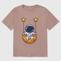 Мужская футболка оверсайз Космонавтик на качелях