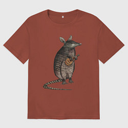 Мужская футболка оверсайз Броненосец с укулеле