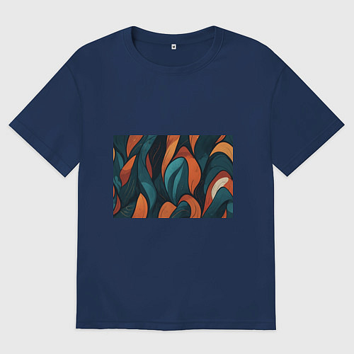 Мужская футболка оверсайз Темные и теплые контрасты / Тёмно-синий – фото 1