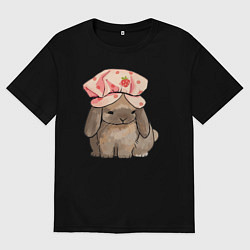 Мужская футболка оверсайз Кролик в шапке