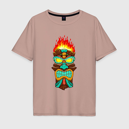 Мужская футболка оверсайз Огненный тотем / Пыльно-розовый – фото 1