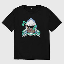 Мужская футболка оверсайз Акула и сервер