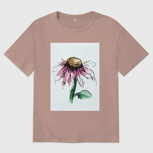 Мужская футболка оверсайз Любит-не любит / Пыльно-розовый – фото 1