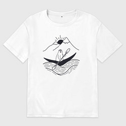 Мужская футболка оверсайз Мишка в лодке